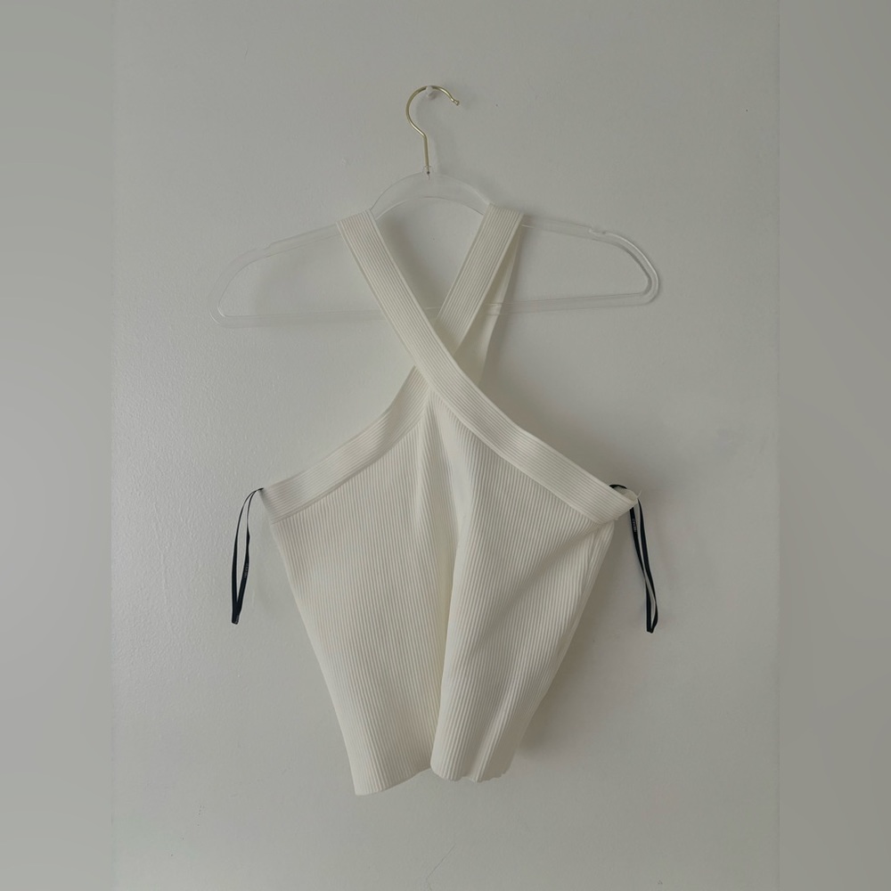 Forever 21 white cross neck top XL